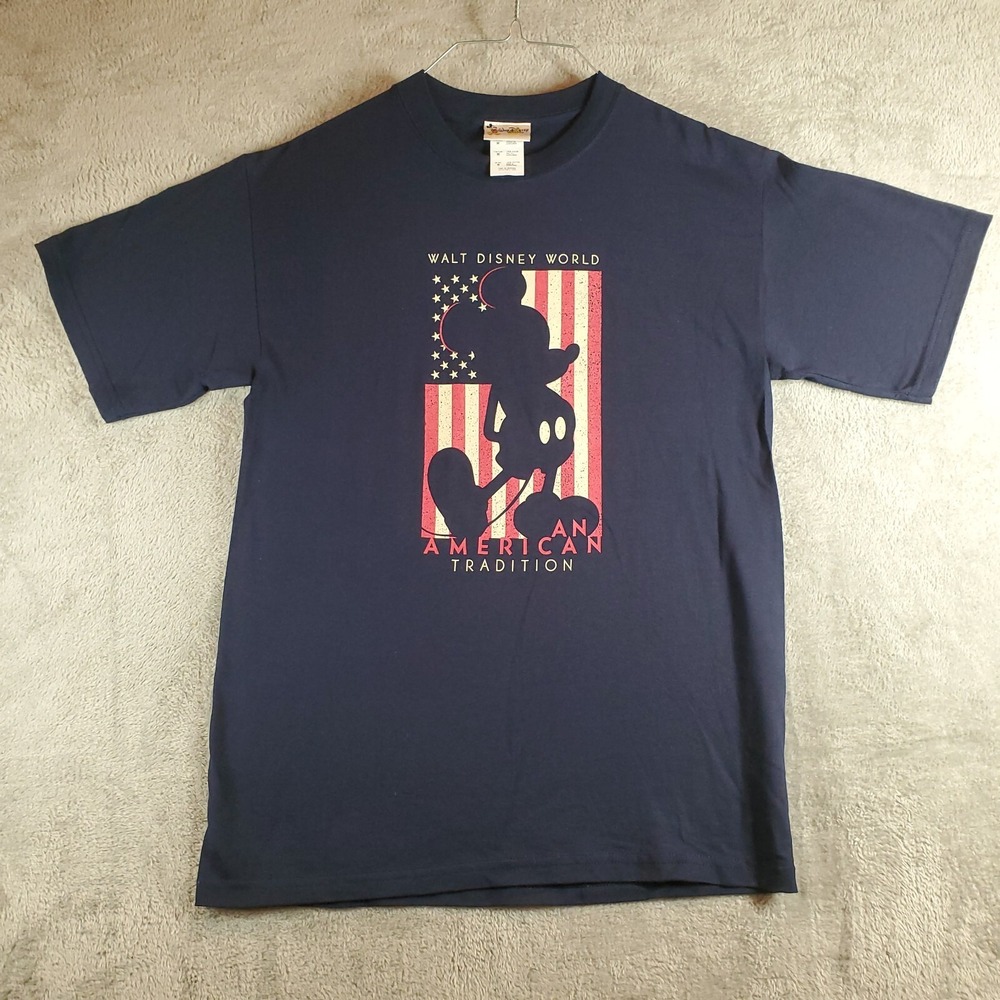 Vtg Mickey Mouse Shirt Medium Walt Disney World An American Tradition‎ Flag